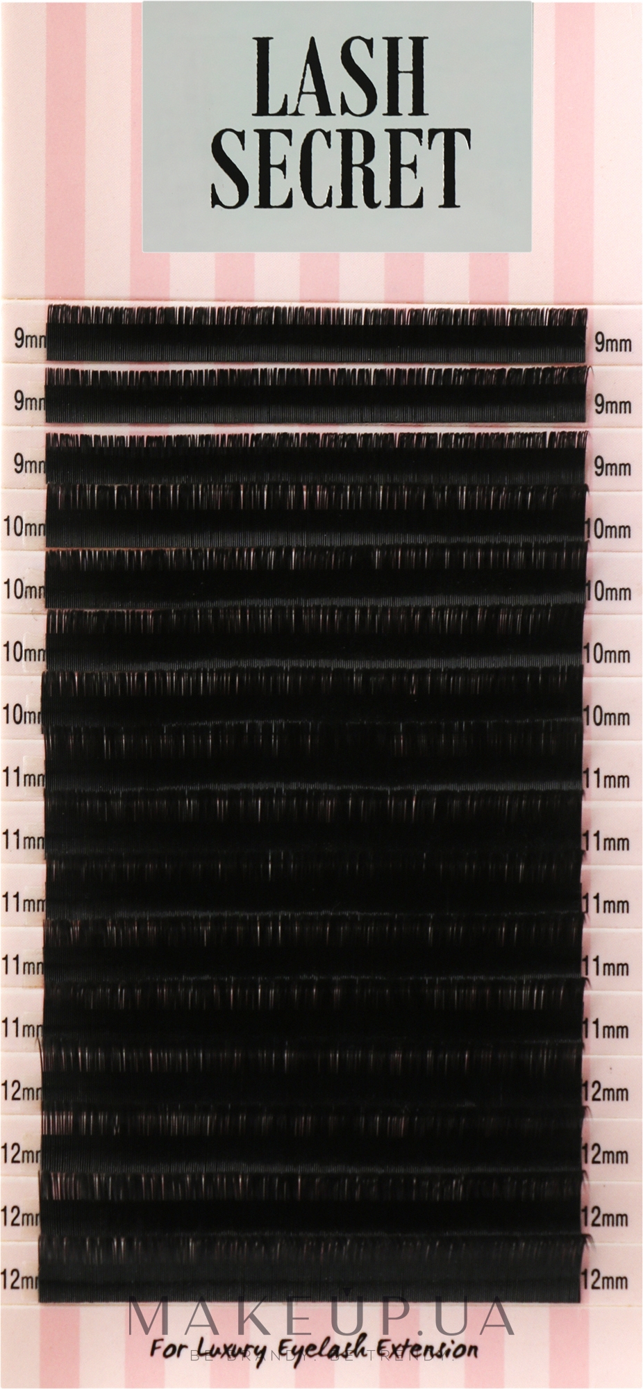 Накладные ресницы, черные, 16 линий (mix, 0,15, D, 9-12) - Lash Secret — фото 1уп