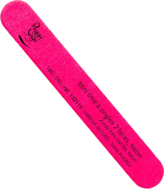 Пилка для ногтей двухсторонняя, 180/240, pink neon - Peggy Sage 2-Way Mini Nail File — фото N1