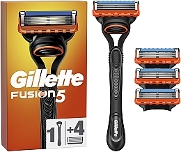 Парфумерія, косметика Бритва з 4 змінними картриджами, чорна - Gillette Fusion5 Razor For Men