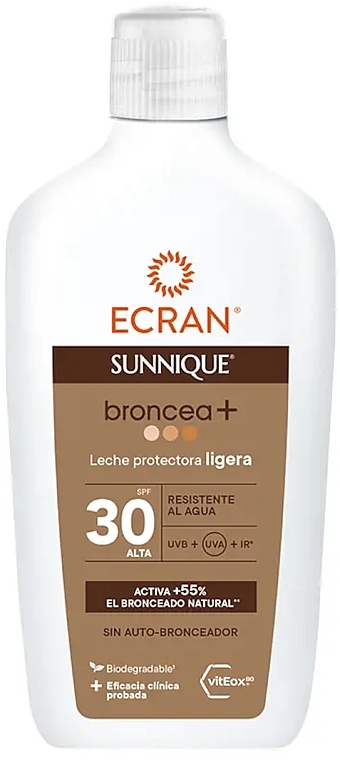 Сонцезахисне молочко для тіла - Ecran Sunnique Broncea+ SPF30 — фото N1