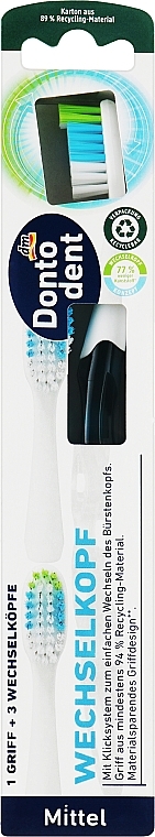 Зубная щетка "Mittel", ручка и 3 сменные насадки, синяя - Dontodent — фото N1