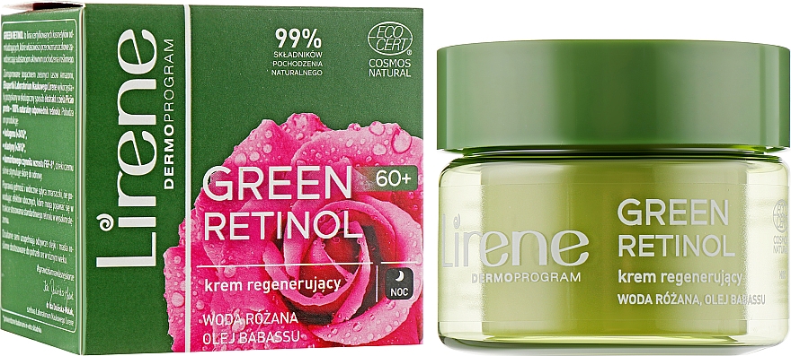 Регенерирующий ночной крем для лица - Lirene Green Retinol Regenerating Night Cream 60+