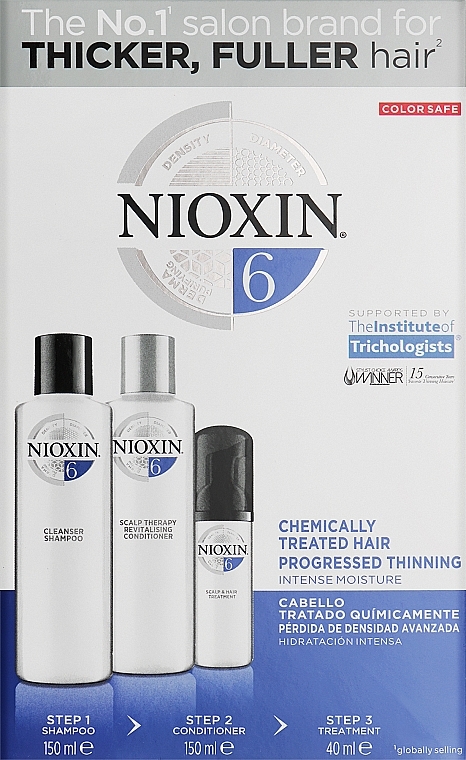 УЦЕНКА Набор - Nioxin Hair System 6 Kit (shm/150ml + cond/150ml + treat/40ml) * — фото N1