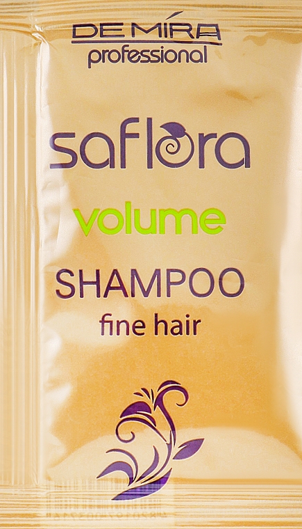 Профессиональный шампунь для домашнего ухода за тонкими волосами без объема - Demira Professional Saflora Volume (пробник)