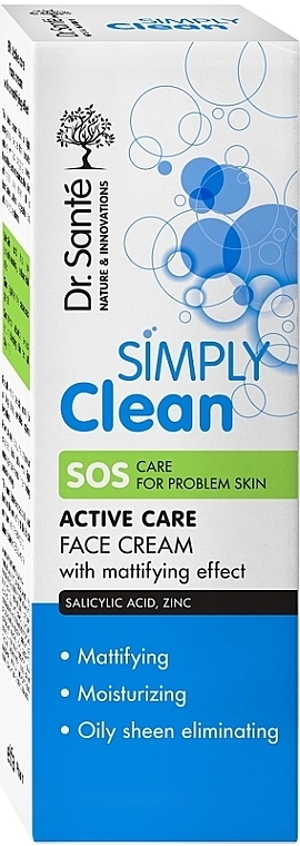 Крем для лица, матирующий - Dr. Sante Simply Clean SOS