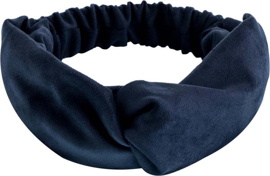 Повязка на голову, экозамша переплет, темно-синяя "Suede Twist" - MAKEUP Hair Accessories — фото N1