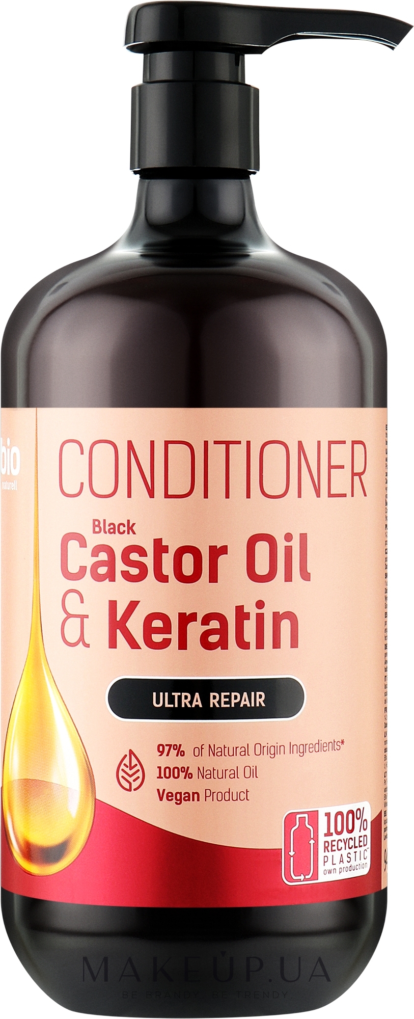 Кондиционер для волос "Ультравосстановление" - Bio Naturell Black Castor Oil & Keratin Conditioner — фото 946ml