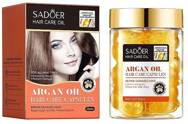 Капсули з аргановою олією для волосся - Sadoer Argan Oil Hair Care Capsules — фото N1