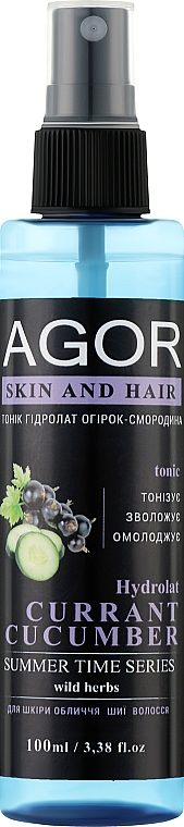 Тоник "Гидролат огурец-смородина" - Agor Summer Time Skin And Hair Tonic