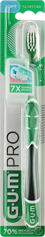 Зубна щітка, м'яка "Technique Pro", зелена - G.U.M Soft Compact Toothbrush — фото N1