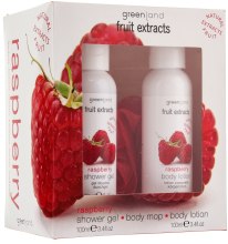 Духи, Парфюмерия, косметика Набор - Greenland Fruit Extracts Raspberry (sh/gel/100ml + b/lot/100ml + mop)