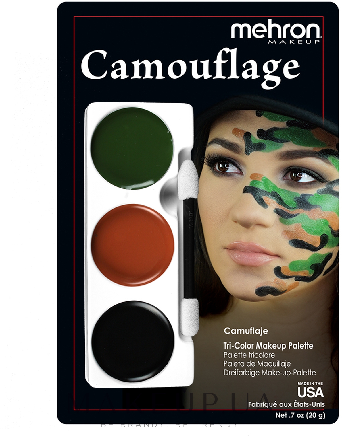 Набір кремового гриму для образу - Mehron Tri-Color Makeup Palette — фото Camouflage