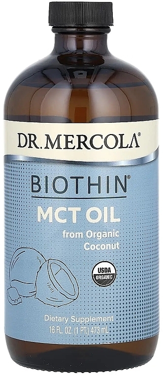 Масло кокосове МСТ, рідке, органічне - Dr. Mercola Biothin Organic MCT Oil — фото N1