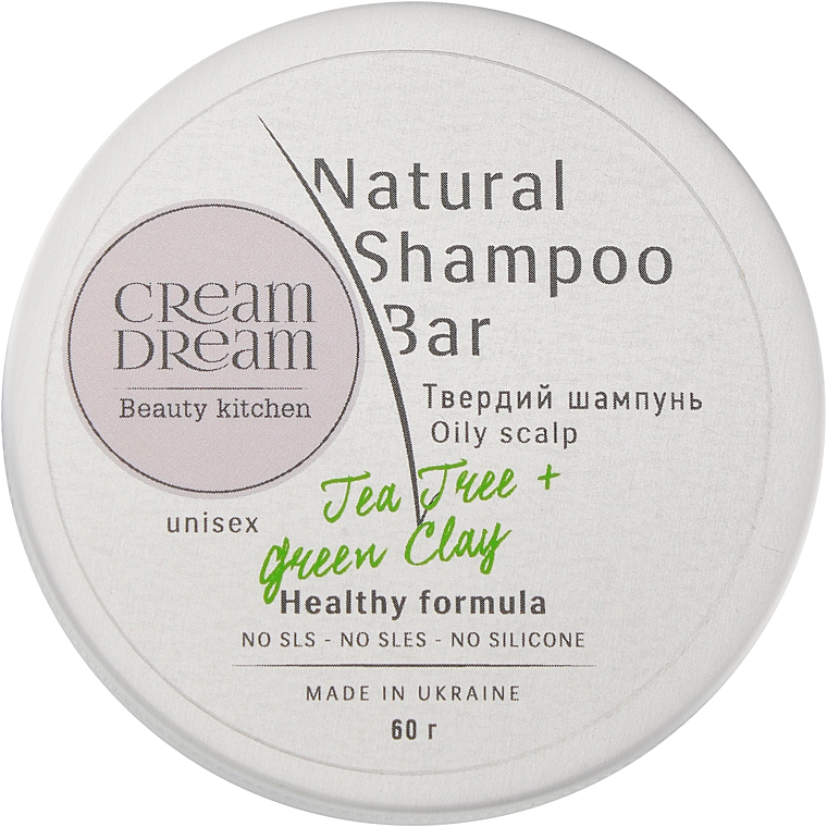 Твердий шампунь для жирної шкіри голови із зеленою глиною - Cream Dream beauty kitchen Cream Dream Natural Shampoo Bar