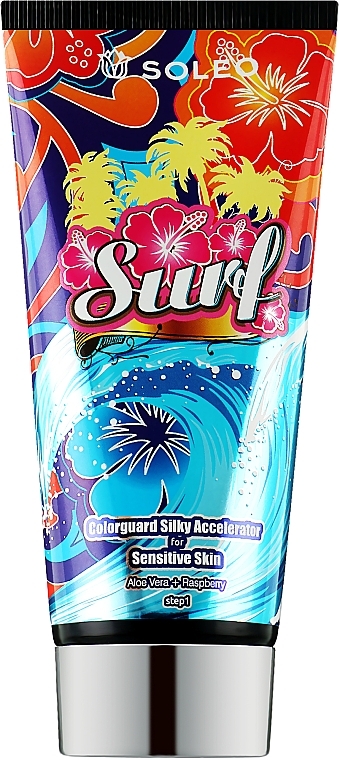 Крем-активатор загара в солярии с экстрактом малины, тирозином и маслом ши - Soleo Surf Colorguard Silky Accelerator — фото N1