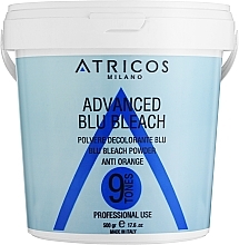 Осветляющая пудра "Блондеран для осветления волос до 9 тонов" - Atricos Advanced Blue Bleach Powder — фото N2