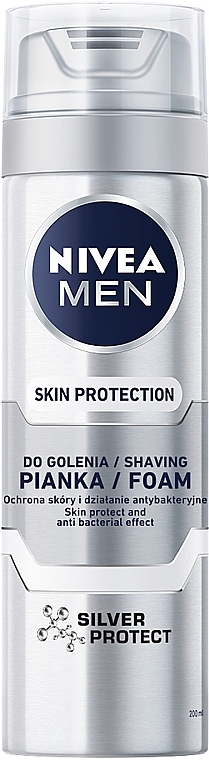 Пена для бритья "Серебряная защита" с ионами серебра - NIVEA MEN Silver Protect Shaving Foam — фото N1