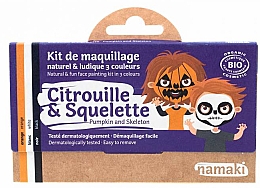 Набор для аквагрима для детей - Namaki Pumpkin & Skeleton 3-Color Face Painting Kit (f/paint/7,5g + brush/1pc + acc/2pcs) — фото N1