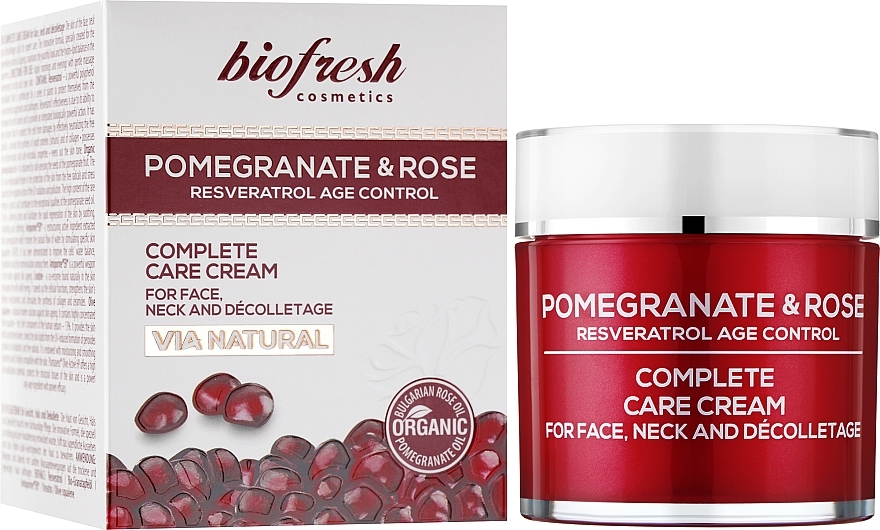 Комплексный крем для ухода за лицом, шеей и декольте - BioFresh Via Natural Pomergranate & Rose Complete Care Cream  — фото N2