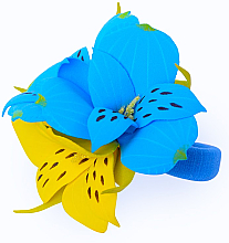 Парфумерія, косметика Резинка для волосся ручної роботи "Жовто-блакитна альстромерія" - Katya Snezhkova