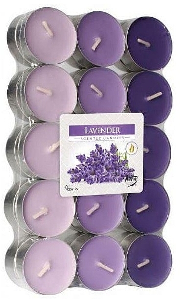 Набір чайних свічок "Лаванда", 30 шт. - Bispol Lavender Scented Candles — фото N1