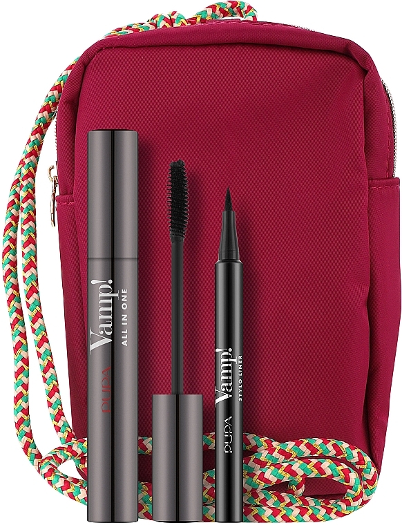 Набір - Pupa Vamp! All In One & Vamp! Stylo Liner (mascara/9ml + eye/liner/1.1ml + bag) — фото N1