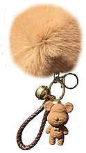 Брелок для ключей "Мишка с пушком", BRL317K, кремовый - Ecarla — фото N1