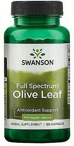Пищевая добавка "Листья оливы", 400 мг - Swanson Full Spectrum Olive Leaf — фото N1