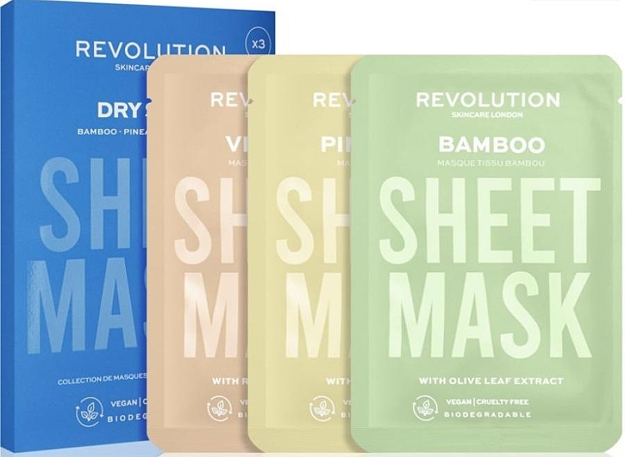 Набор масок для сухой кожи - Revolution Skincare Dry Skin Biodegradable Sheet Mask (f/mask/3pcs) — фото N5