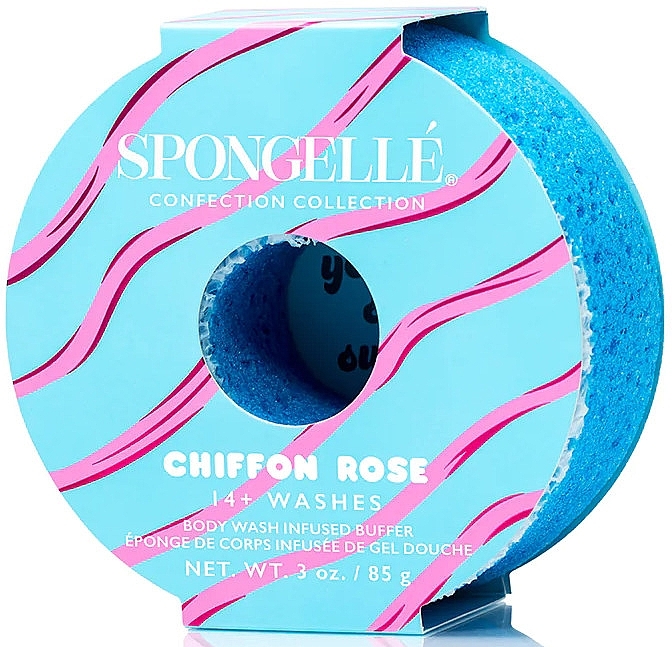 Пінна багаторазова губка для душу - Spongelle Confection Body Wash Infused Buffer Chiffon Rose — фото N1