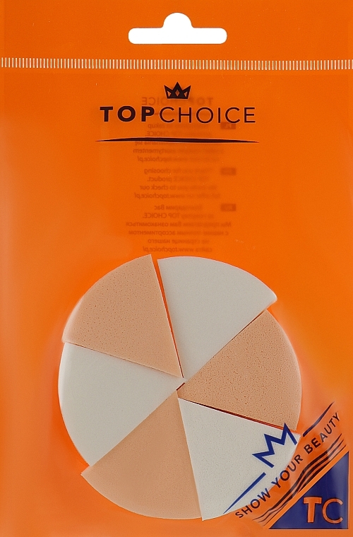 Спонжі для макіяжу, 35821, білі і бежеві, 6 шт. - Top Choice Foundation Sponges — фото N1