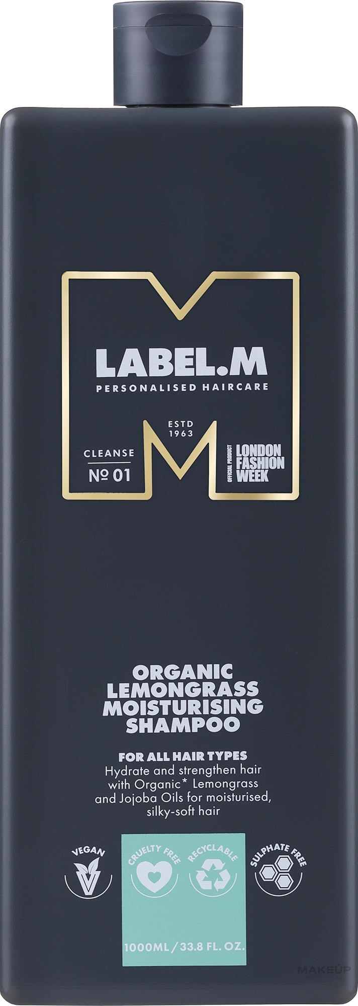 Увлажняющий шампунь для волос - Label.m Professional Organic Lemongrass Moisturising Shampoo — фото 1000ml