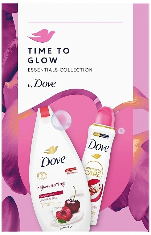 Набор - Dove Time To Glow Essentials Rejuvenating (sh/gel/250ml + deo/150ml) — фото N1
