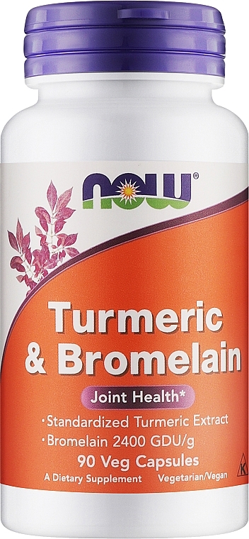 Капсули "Куркума й бромелаїн" - Now Foods Turmeric & Bromelain Veg Capsules — фото N1