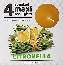 Парфумерія, косметика Чайні свічки "Цитронела", великі, 4 шт. - Admit Tea Light 4 Maxi Citronella