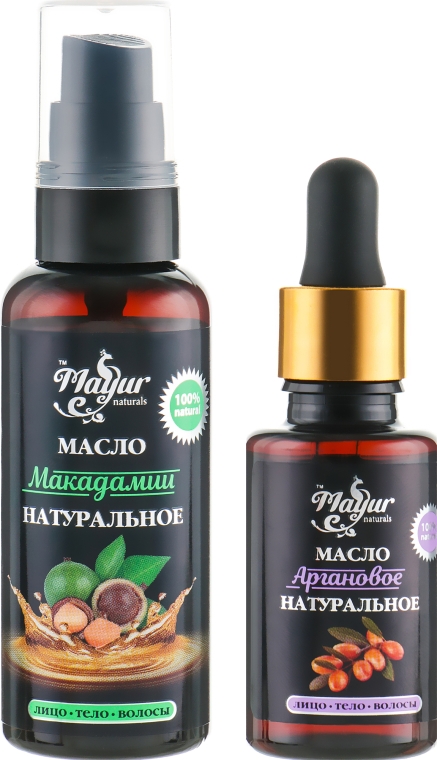 Подарочный набор для волос и кожи "Макадамия и Аргана" - Mayur (oil/30 ml + oil/50 ml) — фото N1