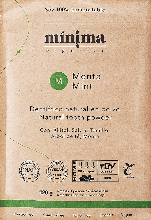 Натуральний зубний порошок у паперовому пакеті, який компостується - Minima Organics Natural Tooth Powder — фото N3