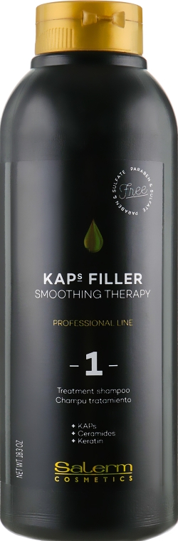 Шампунь-уход для облегчения выпрямления волос №1 - Salerm Kaps Filler Smoothing Therapy Shampoo — фото N1