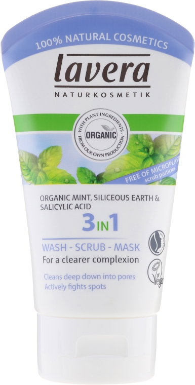 Очищающая эмульсия, пилинг и маска для лица - Lavera 3In1 Wash Scrub Mask