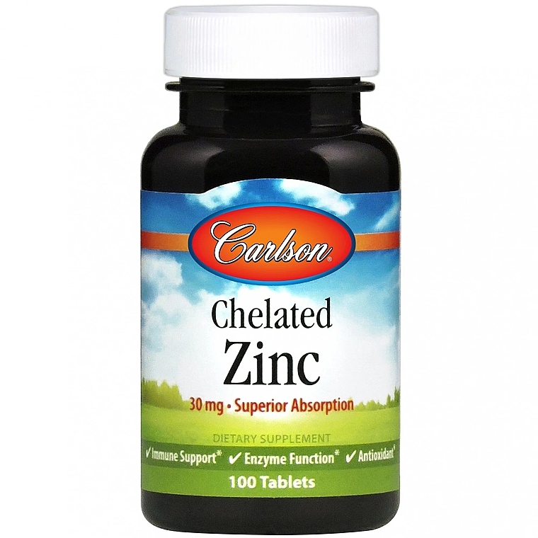 Харчова добавка "Цинк хелат", 30 мг - Carlson Labs Chelated Zinc — фото N1
