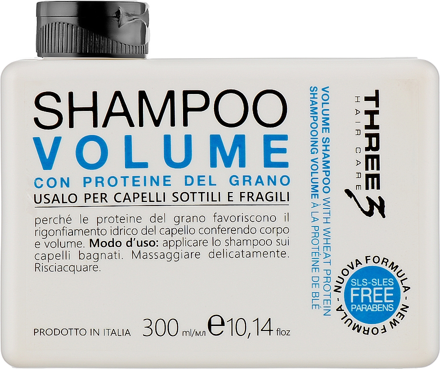 Шампунь для объёма волос с пшеничным белком - Faipa Roma Three Hair Care Volume Shampoo 