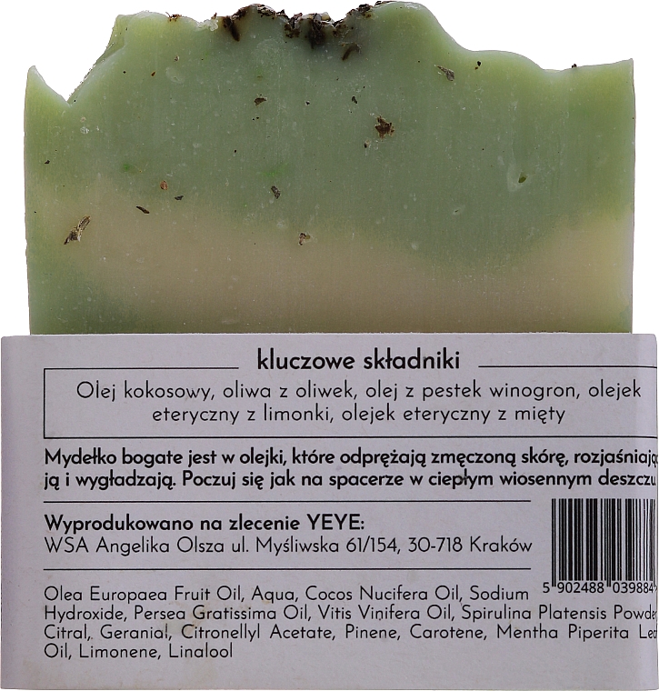 Мыло 100% натуральное "Мята и лайм" - Yeye Natural Lime and Mint Soap  — фото N3