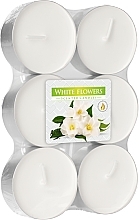 Парфумерія, косметика Набір чайних свічок "Білі квіти" - Bispol White Flowers Maxi Scented Candles