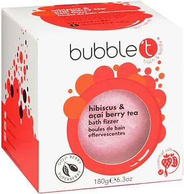 Бомбочка для ванны "Гибискус и ягоды асаи " - Bubble T Bath Fizzer Hibiscus & Acai Berry — фото N1