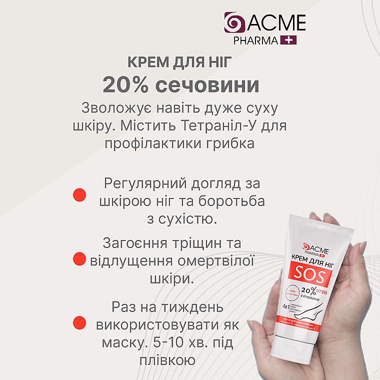 Крем для ніг із вмістом сечовини 20 % - Acme Pharma Foot Cream — фото N5