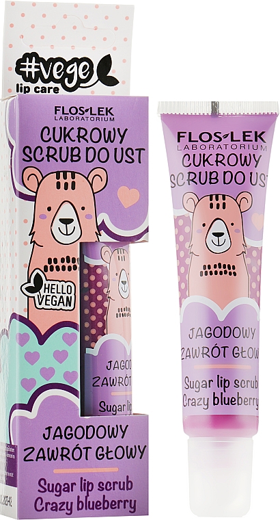 Цукровий скраб для губ "Божевільна чорниця" - Floslek #Vege Lip Care Sugar Lip Scrub Crazy Bleuberry — фото N1