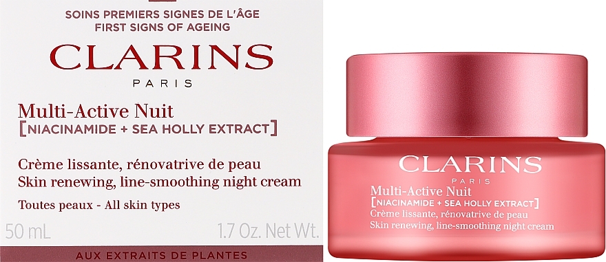 Нічний крем для усіх типів шкіри - Clarins Multi-Active Jour Niacinamide+Sea Holly Extract Glow Boosting Line-Smoothing Night Cream — фото N2