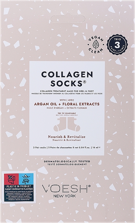 Уход для ног, коллагеновый - Voesh Collagen Socks Trio Argan Oil & Floral Extract — фото N1