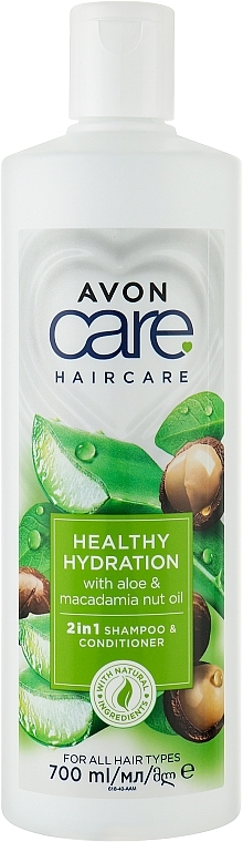 Шампунь-кондиціонер для волосся 2 в 1 з алое та горіхами макадамія - Avon Care Healthy Hydration 2 In 1 Shampoo & Conditioner — фото N1