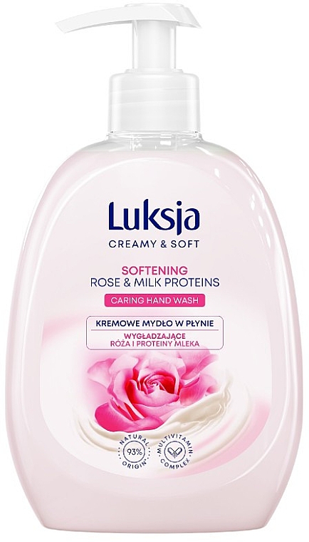 Жидкое крем-мыло "Роза и молочные протеины" - Luksja Creamy & Soft Softening Rose & Milk Proteins Caring Hand Wash — фото N1